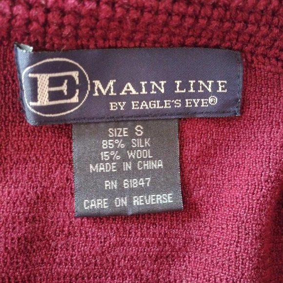Main Line by Eagles Eye Maroon Holiday Cardigan Sweater Women's Small - Picture 3 of 6